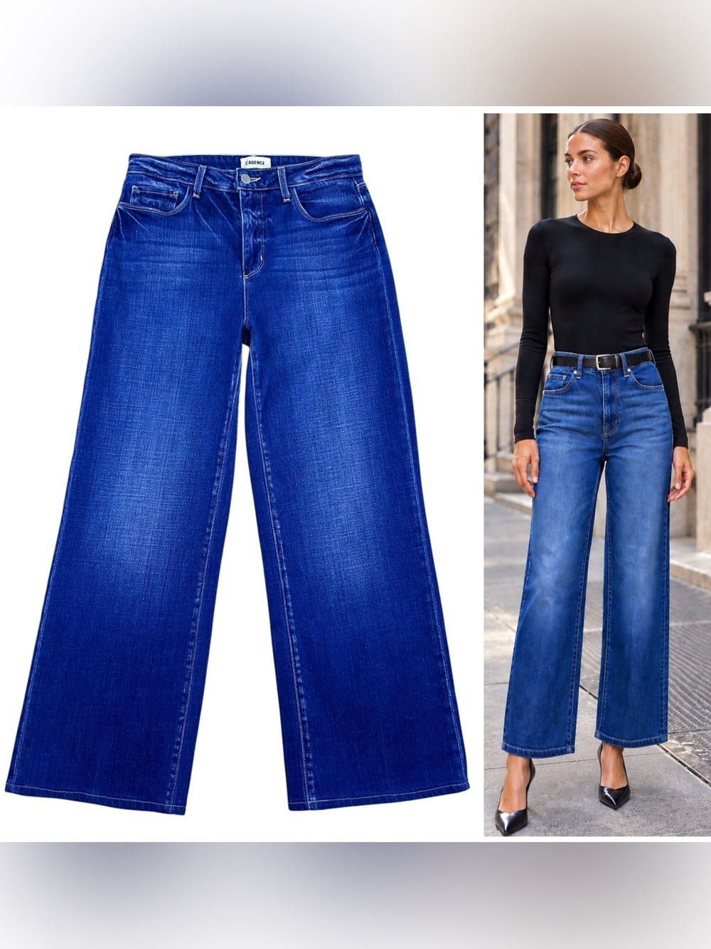 L’AGENCE Scottie Jeans 28 High Rise Wide Leg Stretch Denim Preppy USA